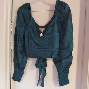 Band of the Free Women's Camille Crossover Crop Top SZ M NWT Teal